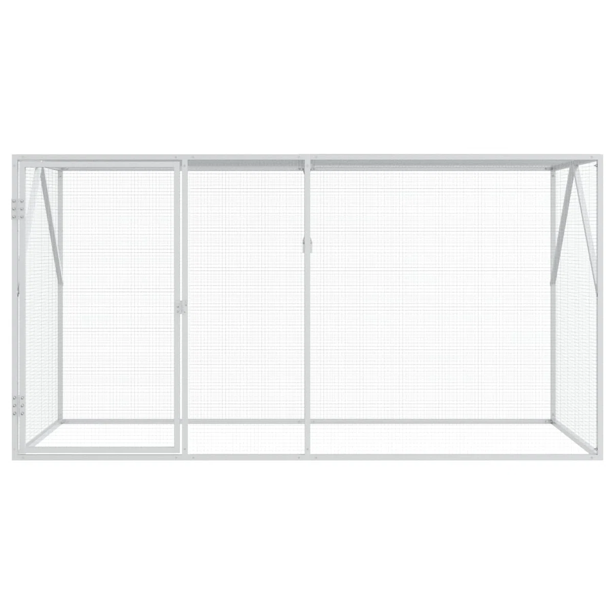 Vogelkäfig Anthrazit aus verzinktem Stahl, 208 x 102 x 108 cm, Voliere für Garten und Außenbereich, Robustes Vogelheim für Wellensittich Papagei Kanarienvogel und Nymphensittich