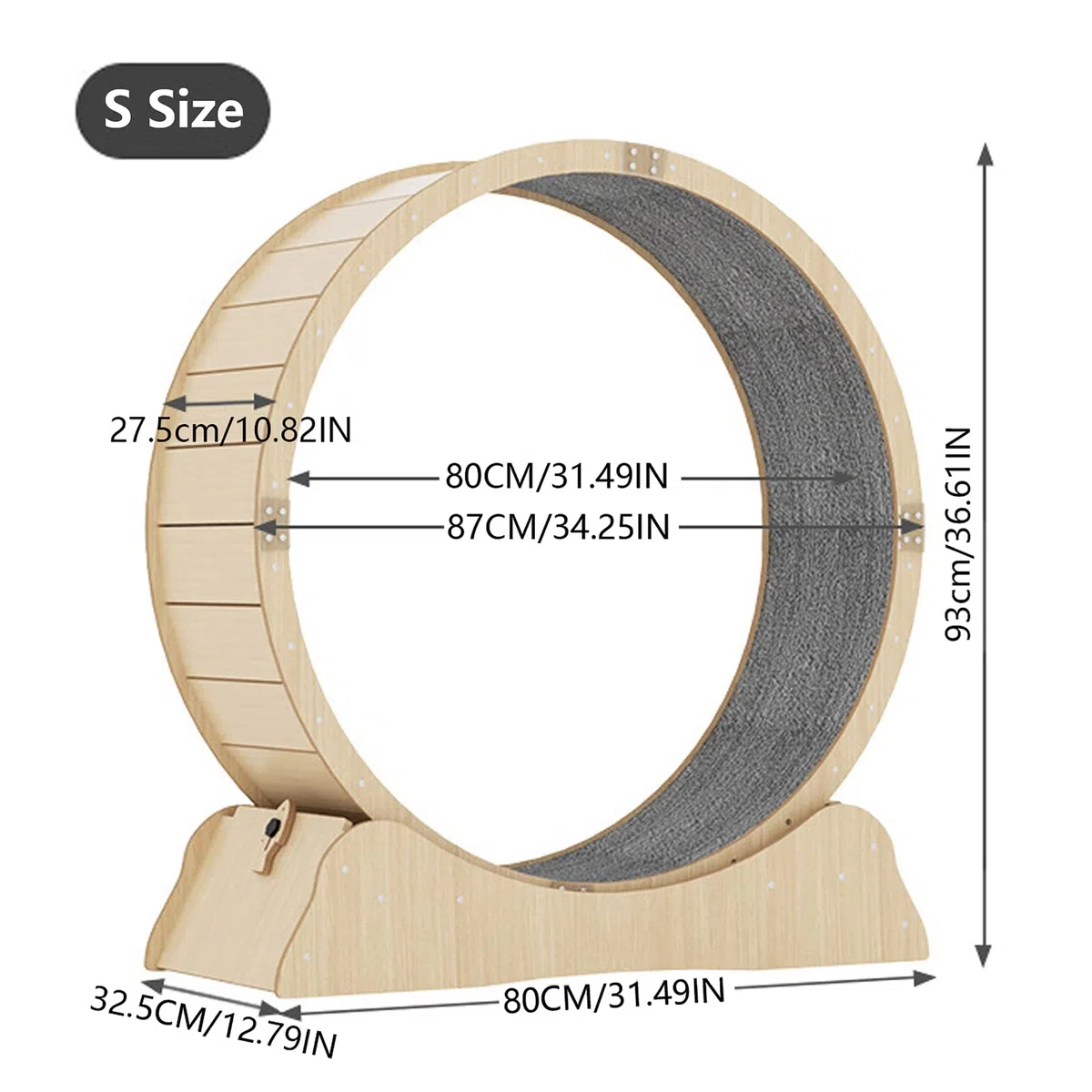 Cat-Wheel-übungsgerät Für Wohnungskatzen, Groß Cat-laufrad Mit Teppichlaufbahn, Groß Laufband Für Katzen, Hamsterrad-Stil Katzenrad, Leise Und Geräuschlose Walzen,S