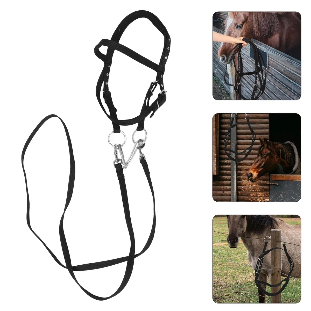 Halfter Für Pferde Nylon Black Horse Rope Tack Bitless Halfter Equitation Riding Supplies