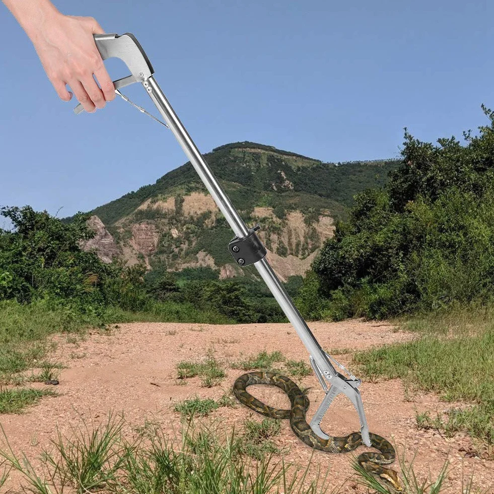 Pssopp Schlangenfänger Schlangenzange Faltbarer Schlangenfänger Reptilienfänger Stick Reptilien Grabber Catcher Reptile Grabber Tool mit Schloss(100cm)