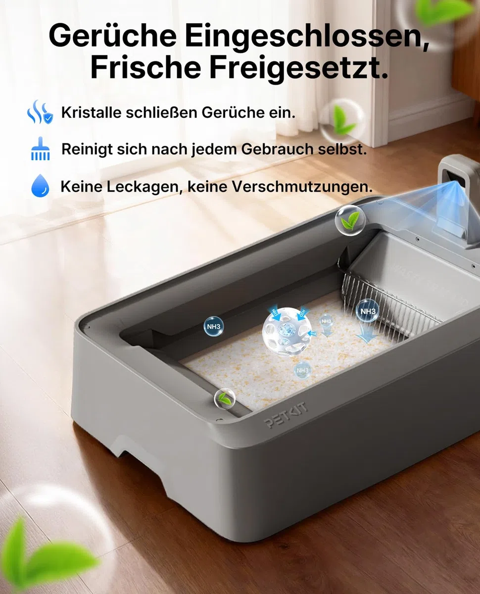 PETKIT Kristall Katzenstreu Set, pH-Farberkennung,Geruchsstark, Ohne Schaufeln, Einweg-Schale,Für PETKIT Purobot Crystal Duo,4er-Pack