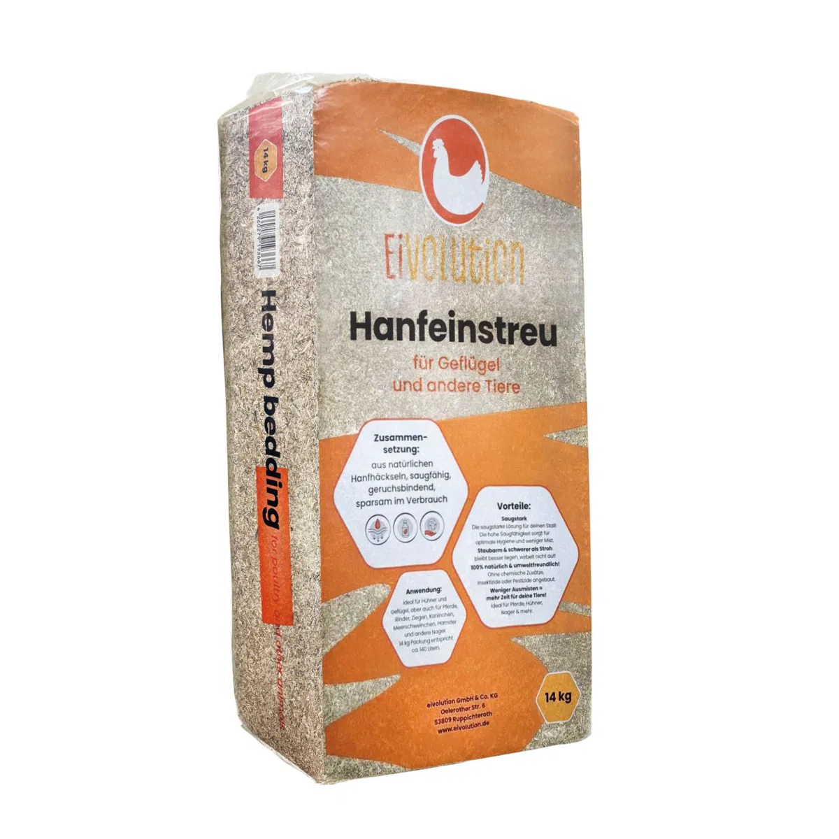 Hanfeinstreu 14 KG - Extreme Saugkraft & Geruchsbindung für Hühner, Pferde & Nager - Staubarm & Umweltfreundlich - Kompostierbar