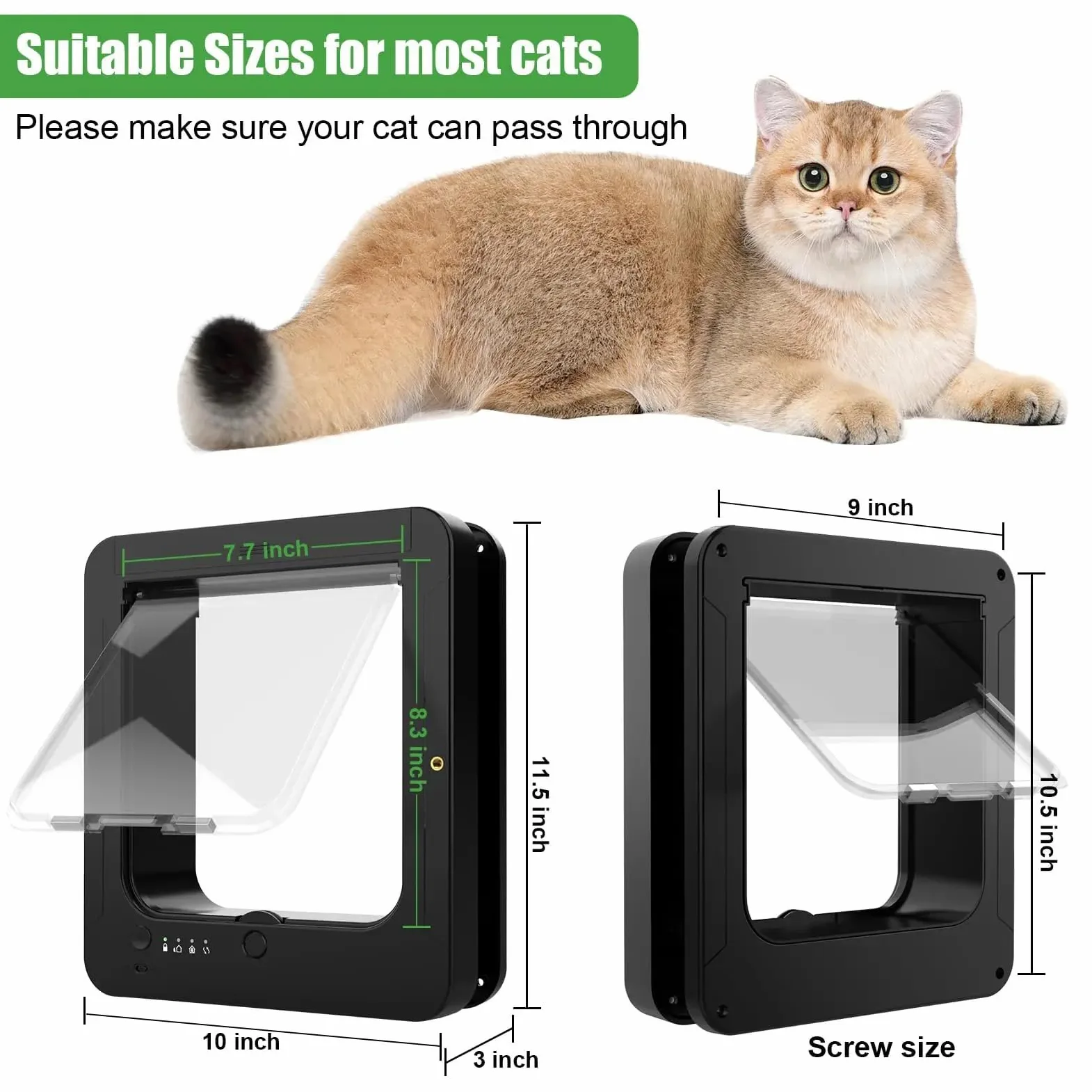 Automatische Haustiertür mit Mikrochip-Technologie, inklusive 2 Sensorhalsbändern und Fernbedienung, ideal für Katzen und kleine Hunde