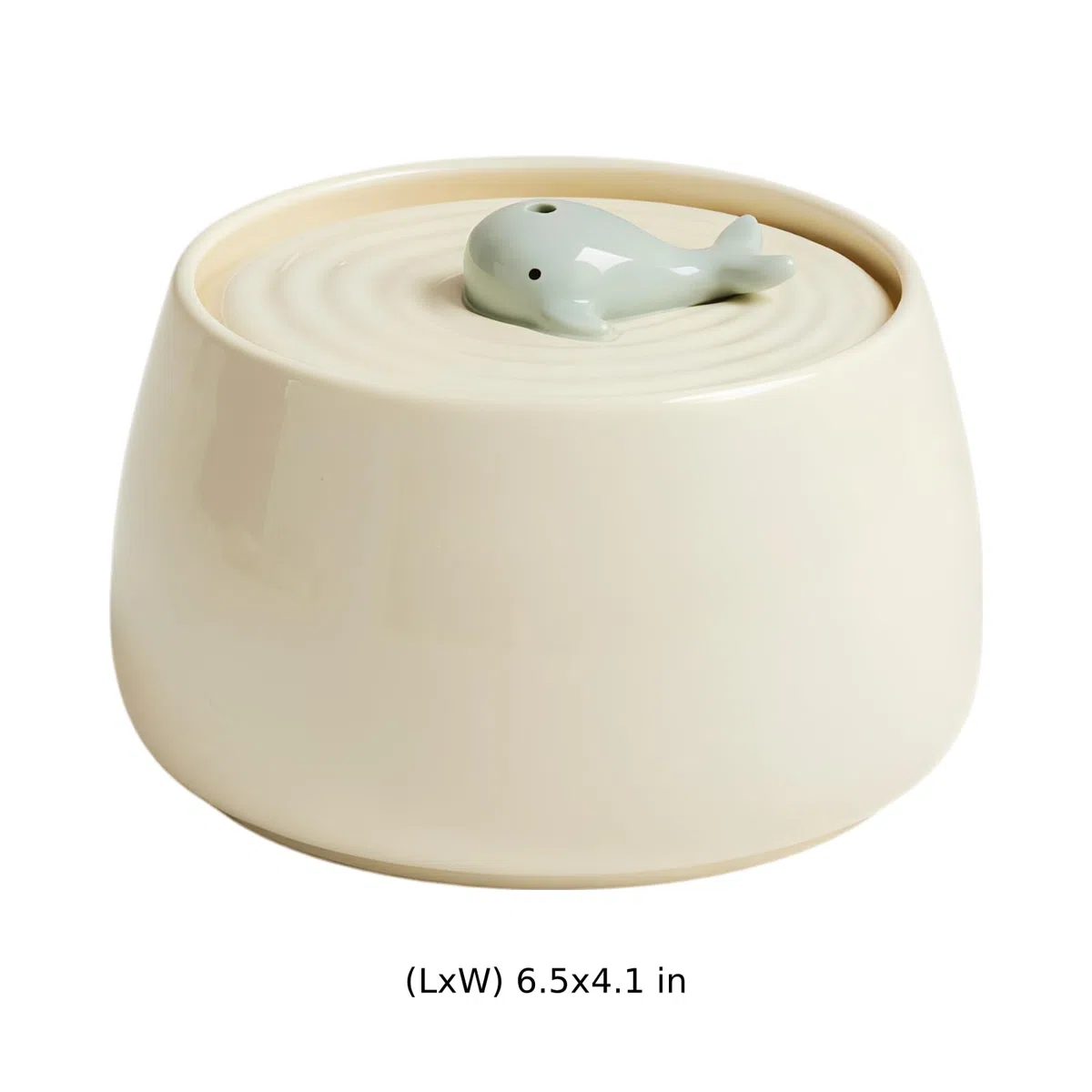 Katzen-Wasserbrunnen im milchweißen Wal-Design, 44 FL oz / 1,3 l Keramik-Trinkspender für Haustiere, Filterkreislauf mit leiser Pumpe, USB-betrieben, Wasserschale für Katzen und kleine Hunde