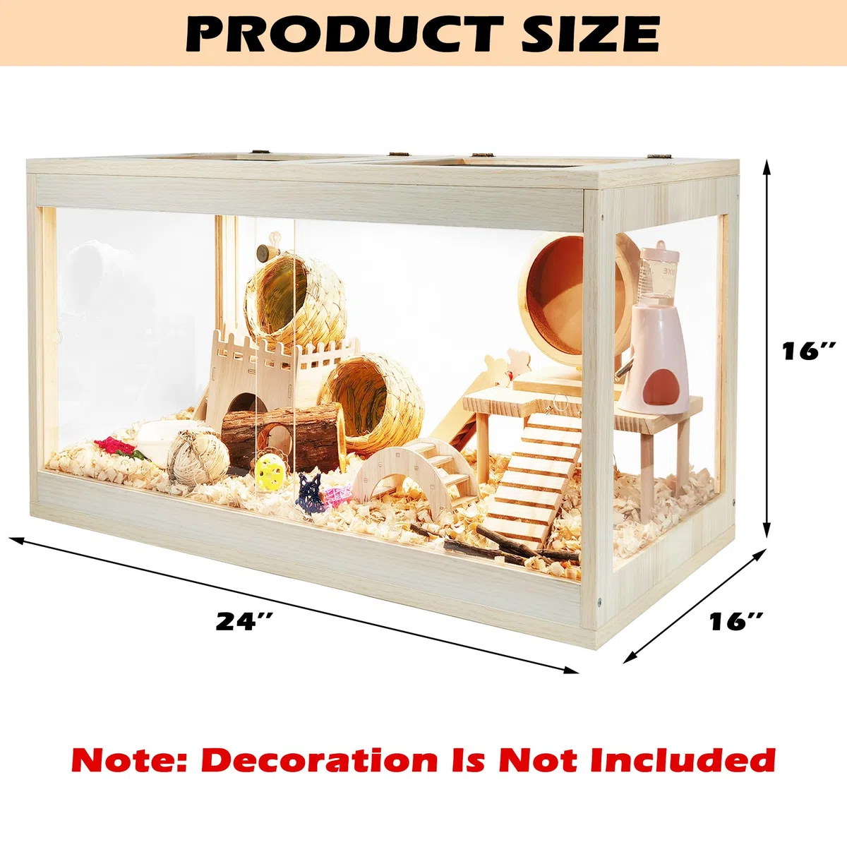 Prolee Hamsterkäfig Holz Kaufest Mäusekäfig Groß Hamsterkäfig Öffnen Dach mit Schiebetüren und Schloss Holzkäfig für Hamster Rennmäuse Maus 61.0 cm