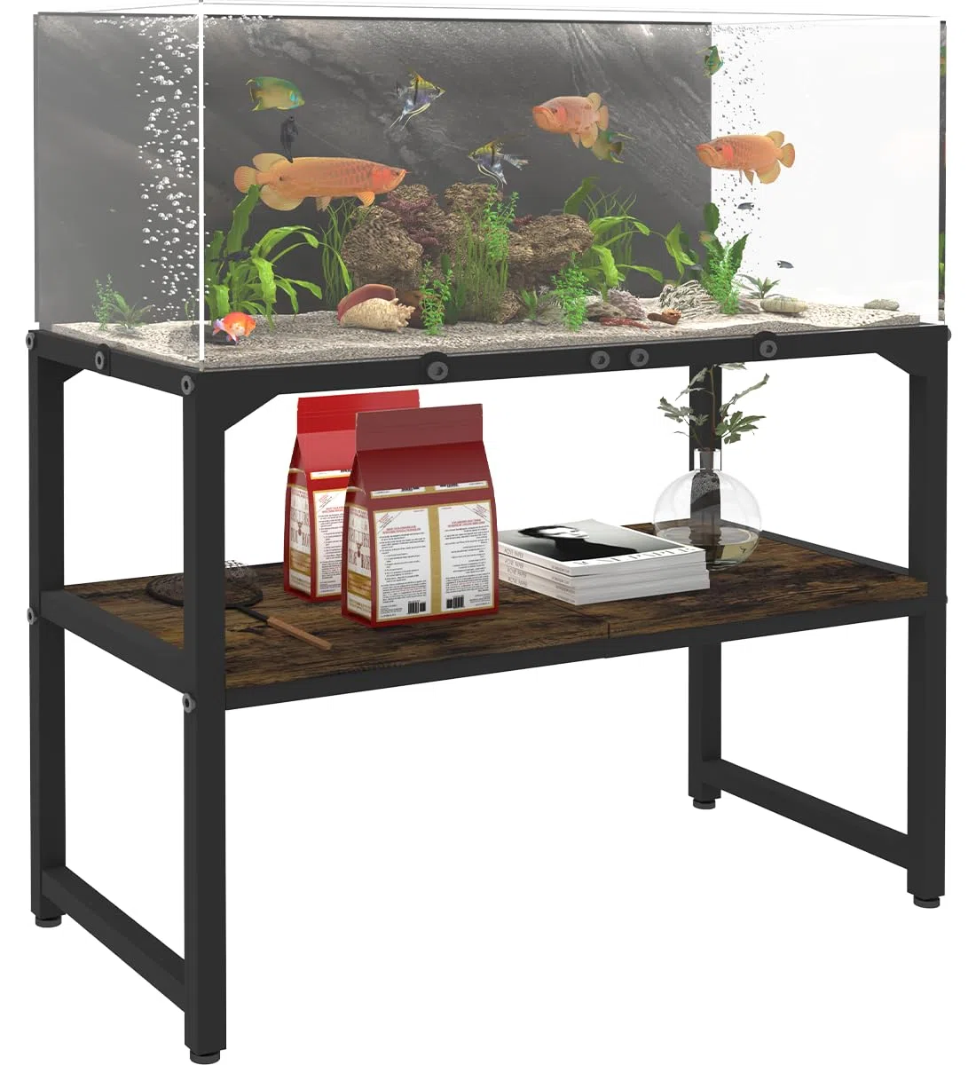 Mondazie Randloser Aquariumständer mit Ablage zur Aufbewahrung, 2 Etagen, Metall-Aquariumständer, Züchtertank, Schildkröte, Reptilien-Terrarien, Ständer für Heimbüro, 76,2 cm L x 30,5 cm B x 52,1 cm H