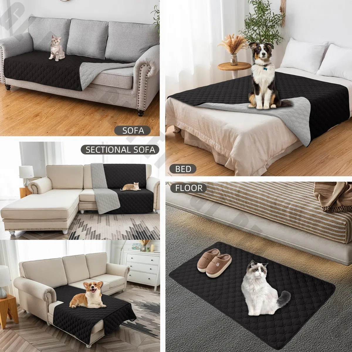 Hundedecke Wasserdicht Wasserdichter Hundebettbezug und Haustierdecke, Sofa, Haustierbettmatte, Auto, Inkontinenz, Matratzenschutz, Möbel, Couchbezug(Gray,130X210cm 50X82in)