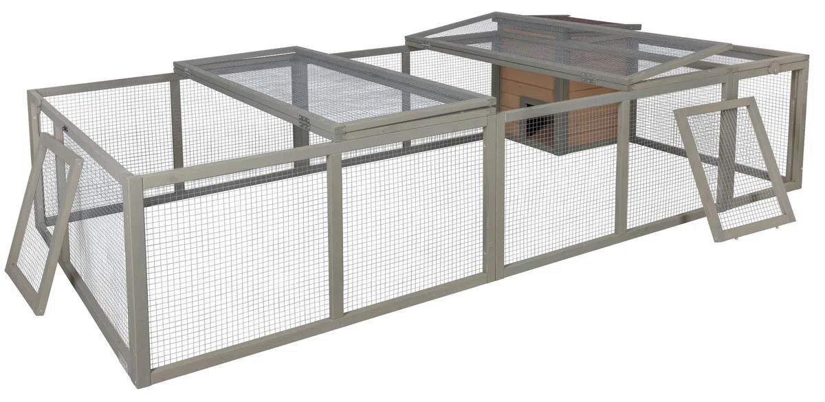 Kerbl Pet Freilaufgehege Luna, Kaninchenauslauf, Fichtenholz, 230 x 115 x 59 cm, mit Gitterdach, 13 mm Stababstand, Schutz vor Wetter