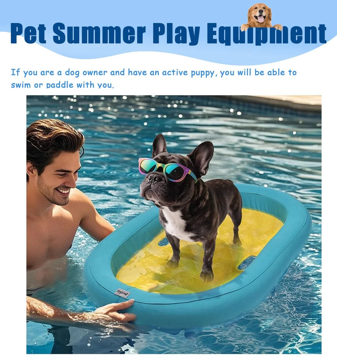 Aufblasbares Dock Kleines Hundefloß für Den Sommer Platzsparendes Hundefloß, Schwimmendes Ruderbett Tragbare Wasserspiele, Bootsrampe und Anlegestelle Zum Schwimmen Im See