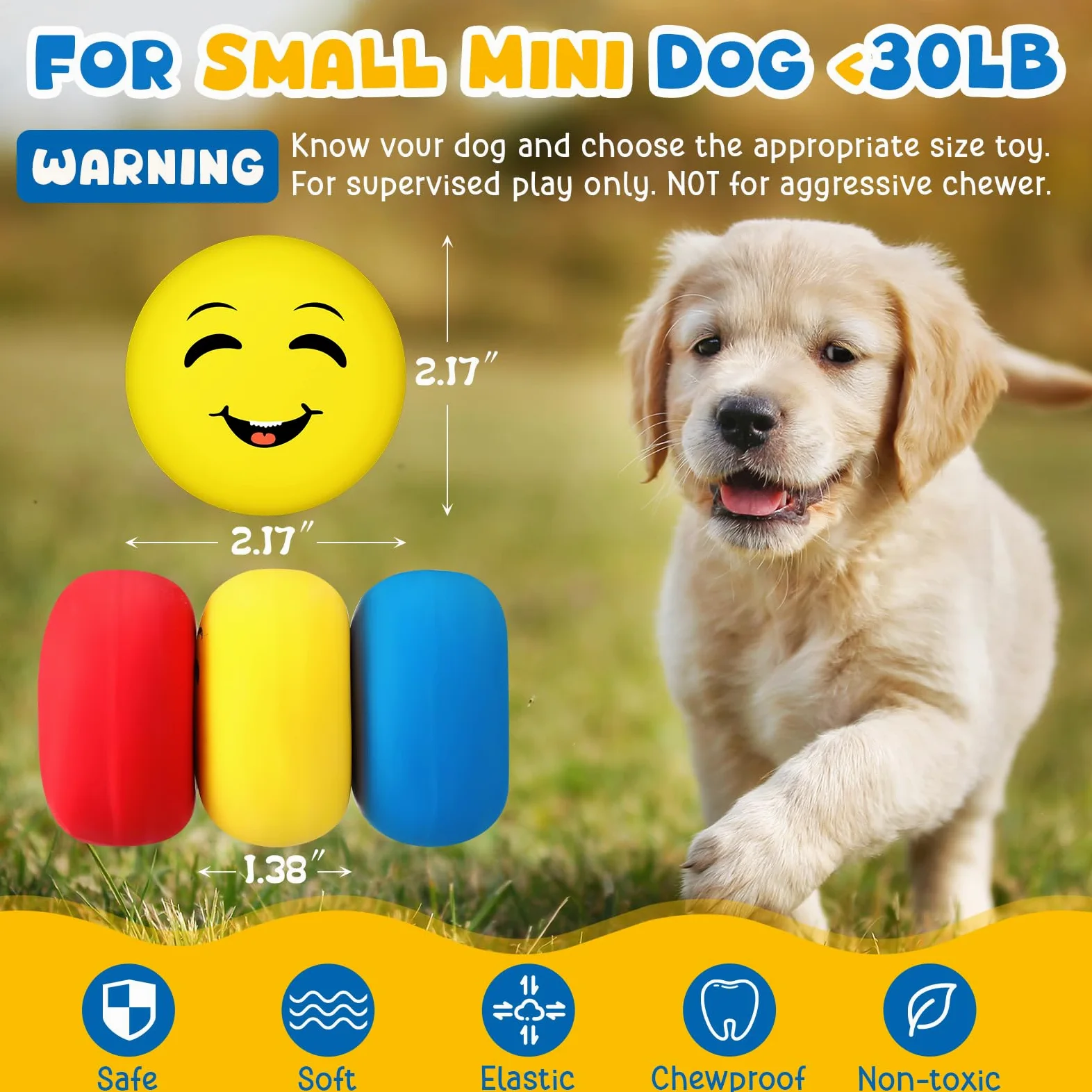 Hungdao Quietschspielzeug für Hunde, weiches Latex, kleine Quietschbälle, interaktives Kauspielzeug für Hunde, Welpen, Training, interaktives Apportierspiel, 10 Stück