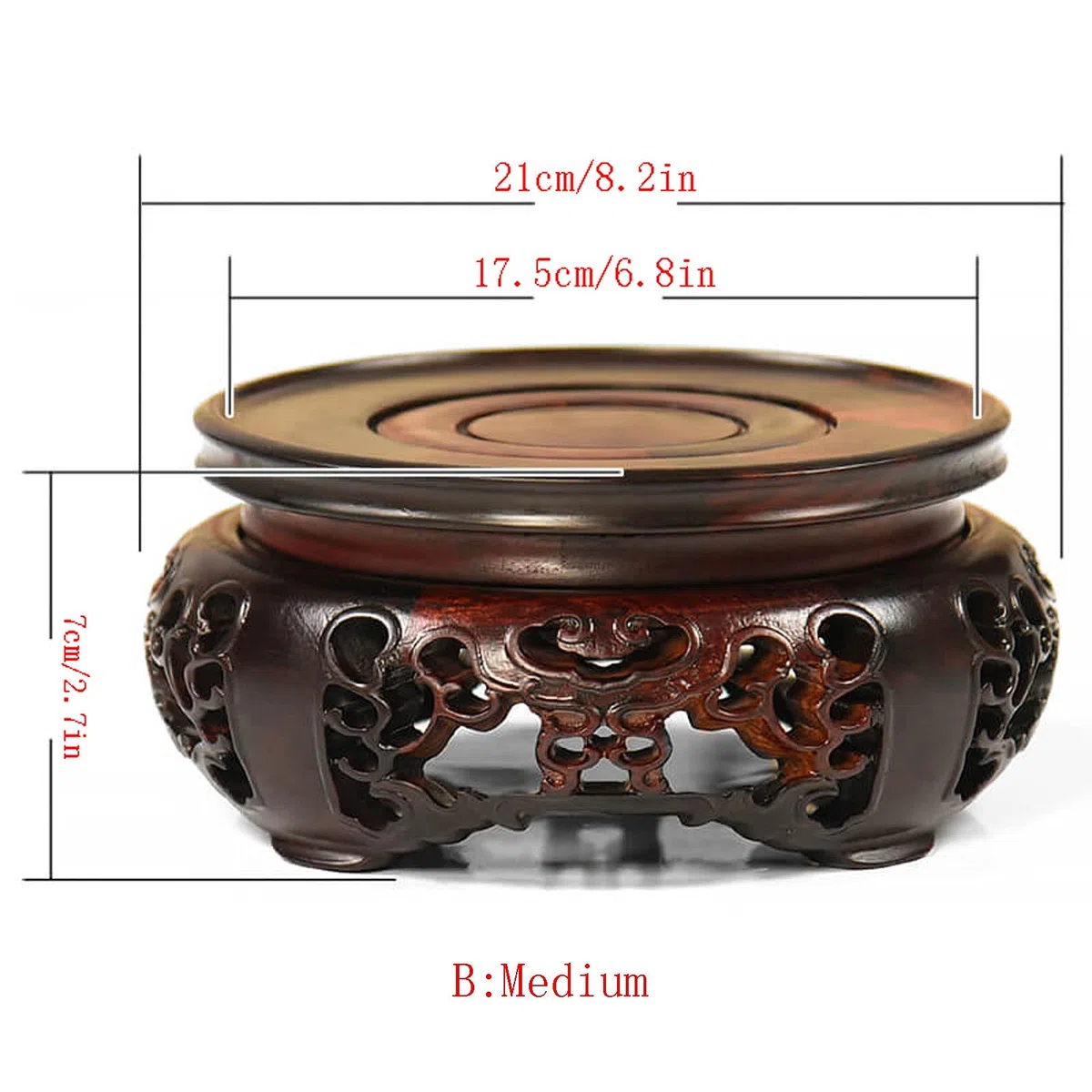 MaGiLL Blumentopfständer Vintage Runde Form Holz Teekanne Basis Vase Aquarium Tischlampe, Zuhause? Ausstellungsstand Ornament Basis Holz Buddha Statue Basis Pflanzenhocker