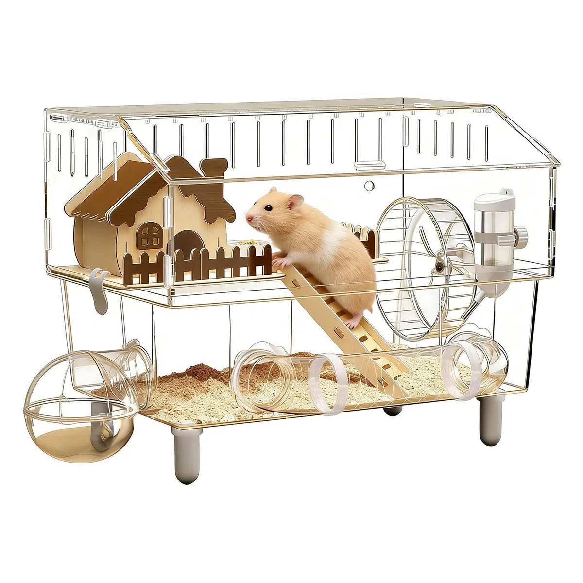 Hamsterkäfig Klares Habitathaus für Tiere | Kleintiergehege für Zwerg, Chinchilla, Frettchen, Hase, Igel, Rennmaus, Hamster