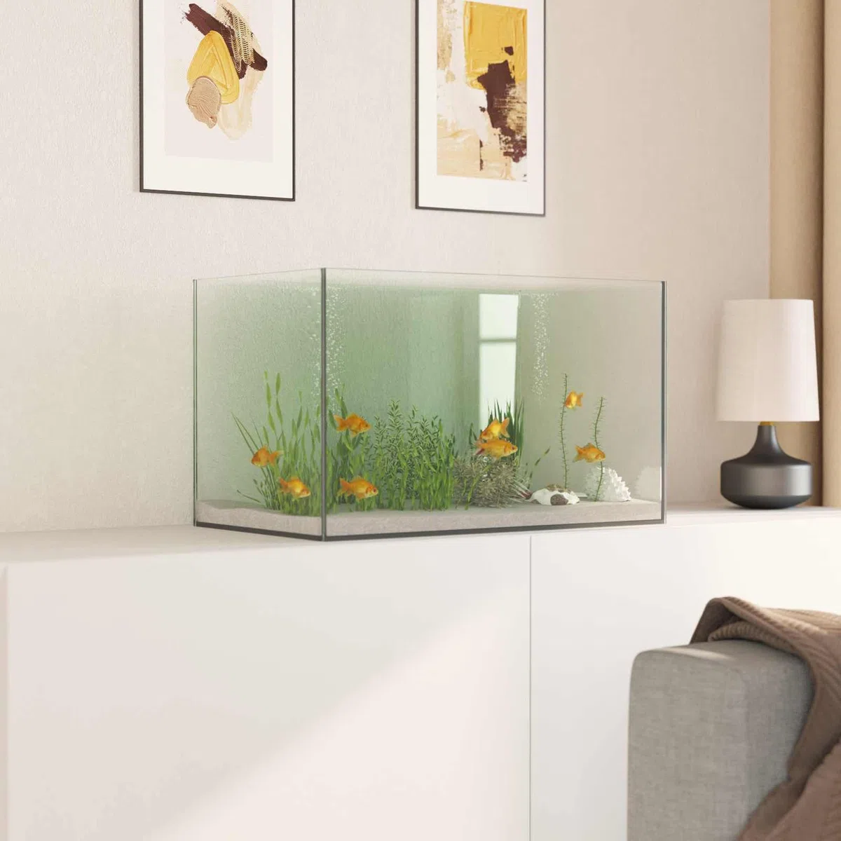 Moderne Glas-Aquarium 50x30x30 cm, transparent, für Innen- und Außenbereich Model42020382