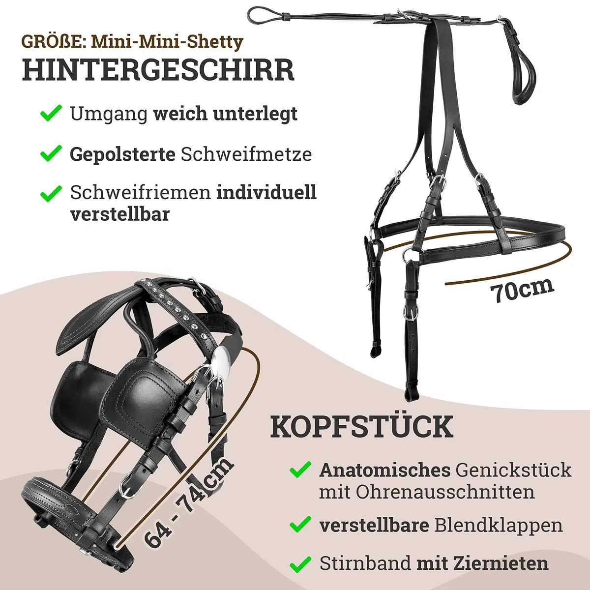 Esposita Einspännergeschirr „Anatomic“ anatomisches Brustblatt Geschirr für Kutsche Einspänner Kutschgeschirr Größen
