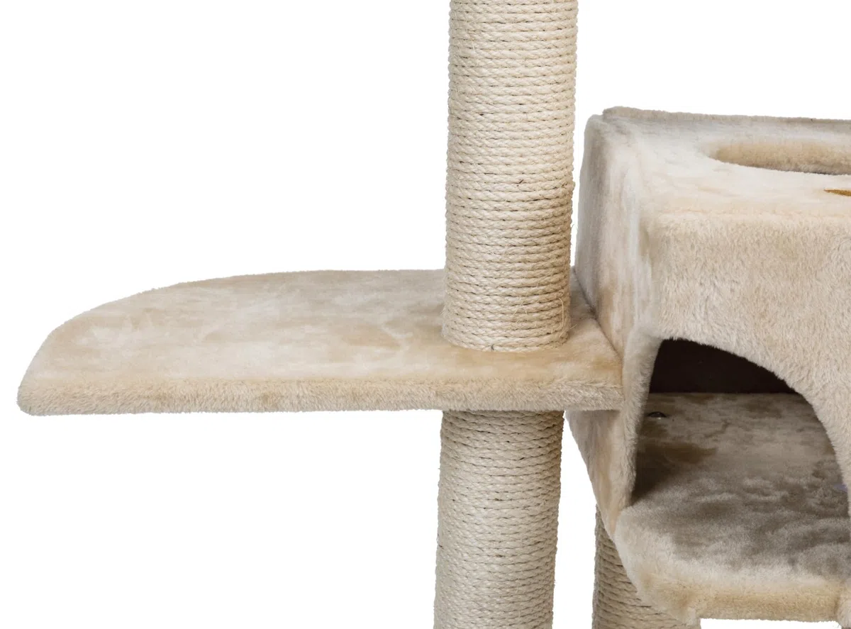 TRIXIE Kratzbaum Alicante 142 cm in beige – mehrstöckiger Katzenbaum mit gemütlichen Liegeflächen und robusten Kratzflächen, komfortabel & stabil – 43867 | Robuste Sisal-Kratzflächen und weiche Polster – bietet Kratzspaß, Spiel und entspannten Rückzug für