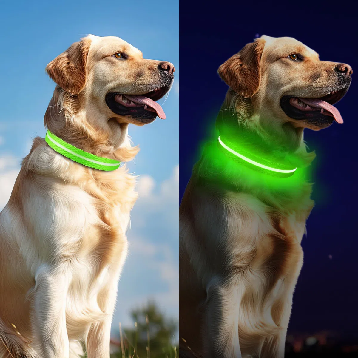 Leuchtendes Hundehalsband für nächtliche Spaziergänge, USB-C-wiederaufladbares LED-Hundehalsband, leuchtet im Dunkeln, wasserdicht, leuchtendes Halsband, verstellbar mit 3 Modi für kleine