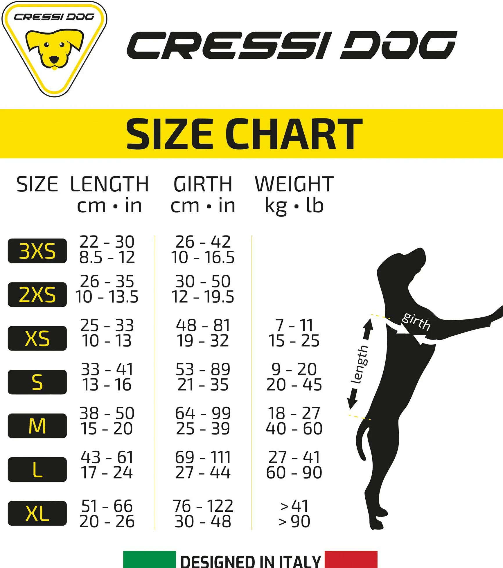 Cressi DLJ Hundeschwimmweste Hundeschwimmwesten, Schwarz/Gelb, L