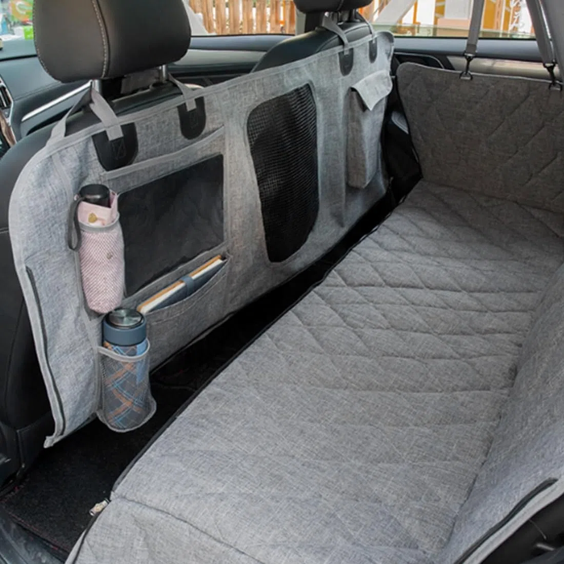 Hundedecke Auto Rückbank, Für Cupra Leon Sportstourer 2020-2024 Wasserabweisende Autodecke für Hunde,mit Seitenschutz und Sichtfenster, Hunde Autodecke,F-BlackOrange