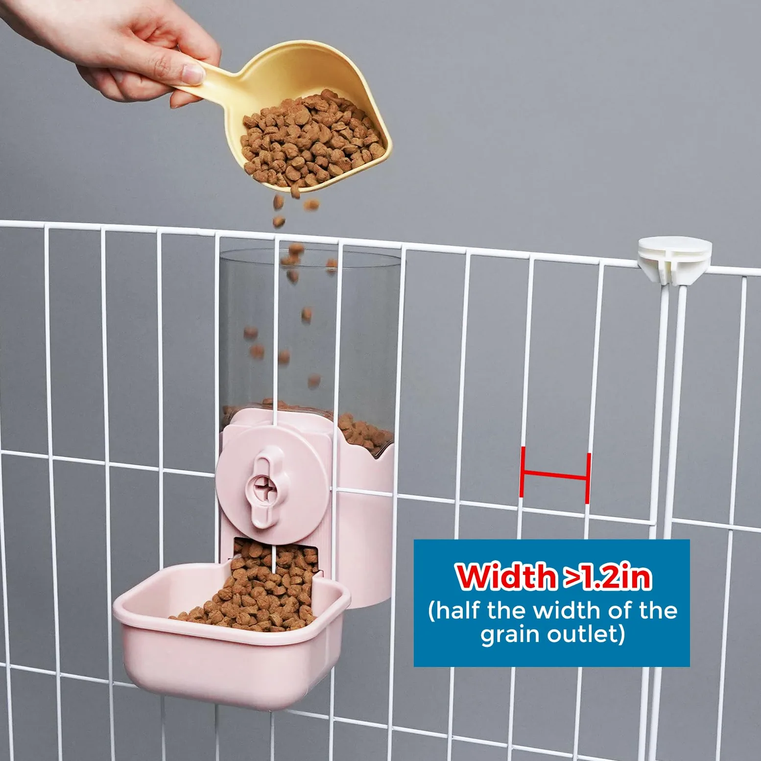Vannon Automatischer Futterspender für Kleintiere, 1000 ml, Schwerkraft-Futterspender für Käfig, Futternapf für Kaninchen, Welpen, Katzen, Frettchen, Meerschweinchen, Chinchilla, Papagei, Rosa