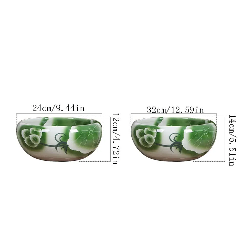 Aquarium Keramik Goldfischglas Fischtank Handbemalt Desktop Großes Glücksschildkrötenbecken Narzissen Lotustopf Aquarium Starter Kits Fischtank Dekorationen