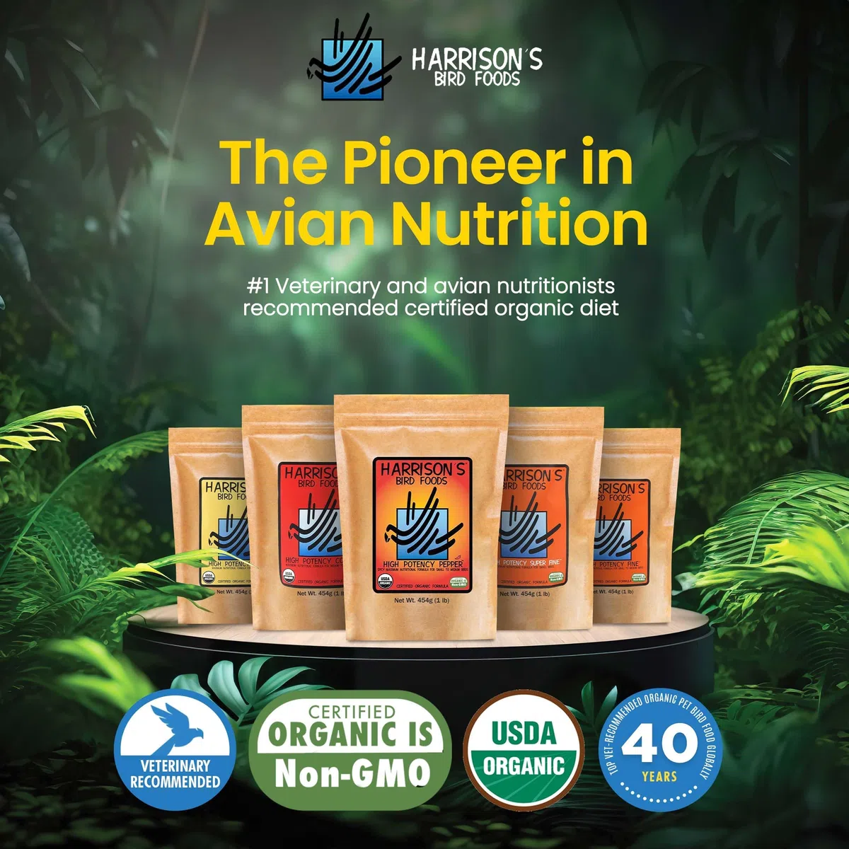 Harrison's Bird Foods Würziges hochwirksames fein – maximale Nährstoffformel für kleine bis mittelgroße Vögel, zertifiziertes biologisches, gentechnikfreies Haustier-Vogelfutter, tierärztlich