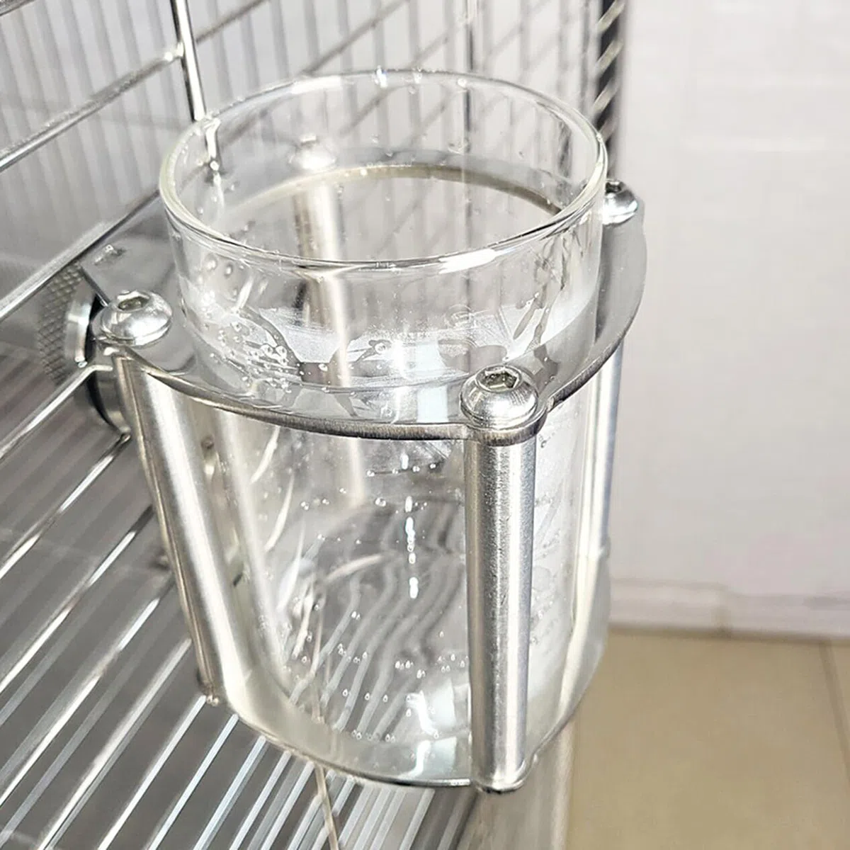 Wasserspender für Vögel und Kleintiere, Edelstahl, tropffreies Design, hängende Käfig-Wasserflasche für Papageien, Kaninchen und Nager