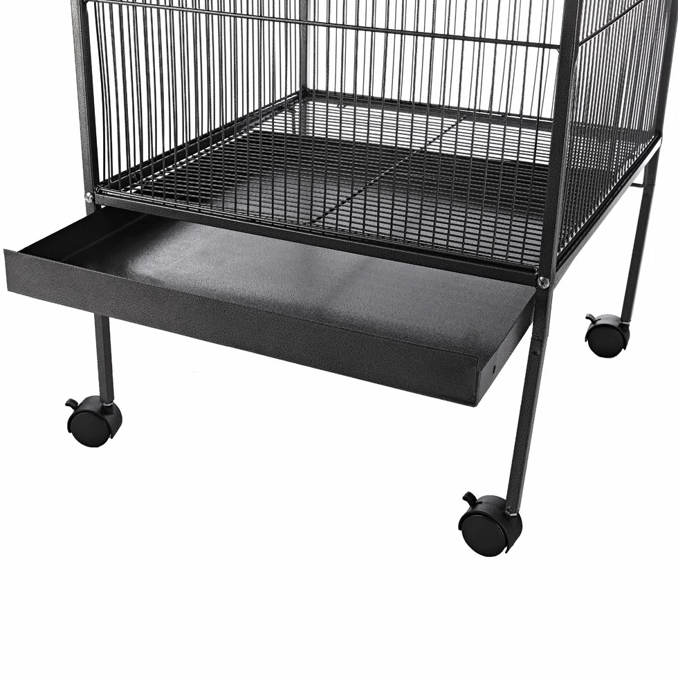 Melko Vogelkäfig Voliere Wellensittichkäfig groß 152 cm mit Rollen Metall | inkl. 4 Sitzstangen, Futterstelle und Wasserspender, Gitterabstand 1,2 cm, herausnehmbare Schublade, für Kanarienvögel