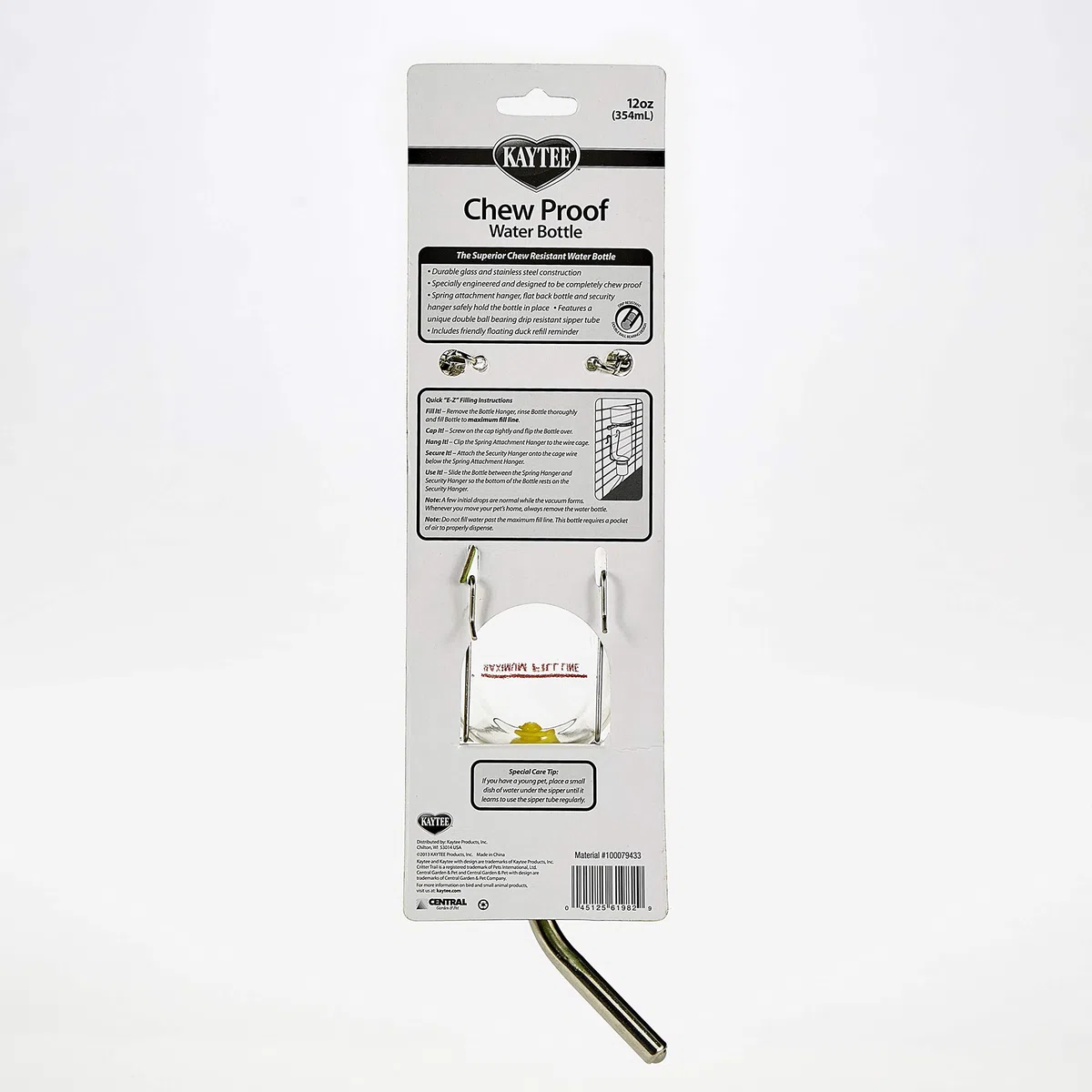Kaytee 3 Stück Kaufeste kleine Haustier-Wasserflaschen, 340 ml Kapazität, für Kaninchen, Frettchen, Meerschweinchen und Chinchillas