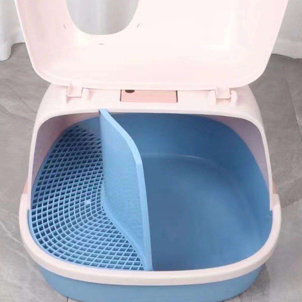 Katzenklo Geschlossen Katzenklo Haube Katzentoilette Katzenlitterbox Faltbar mit Korridoreingang Gegen Spritzen Aus PP mit Großzügigem Innenraum für W, Rosa
