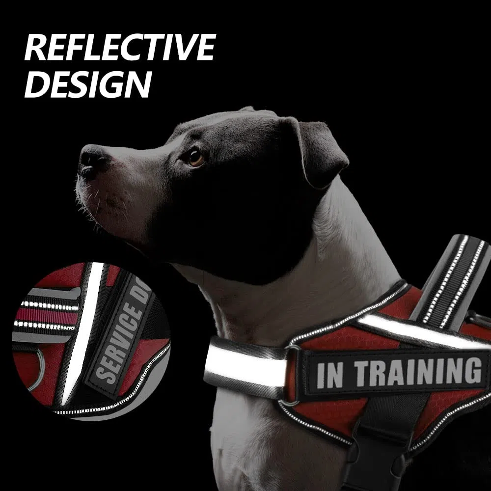 Hundegeschirr und Patches Set, Animire im Trainingsservice Hundegeschirr mit 10 Hundeflicken, Reflektierende Hundeweste mit Griff für kleine, mittelgroße und extra große Hunde