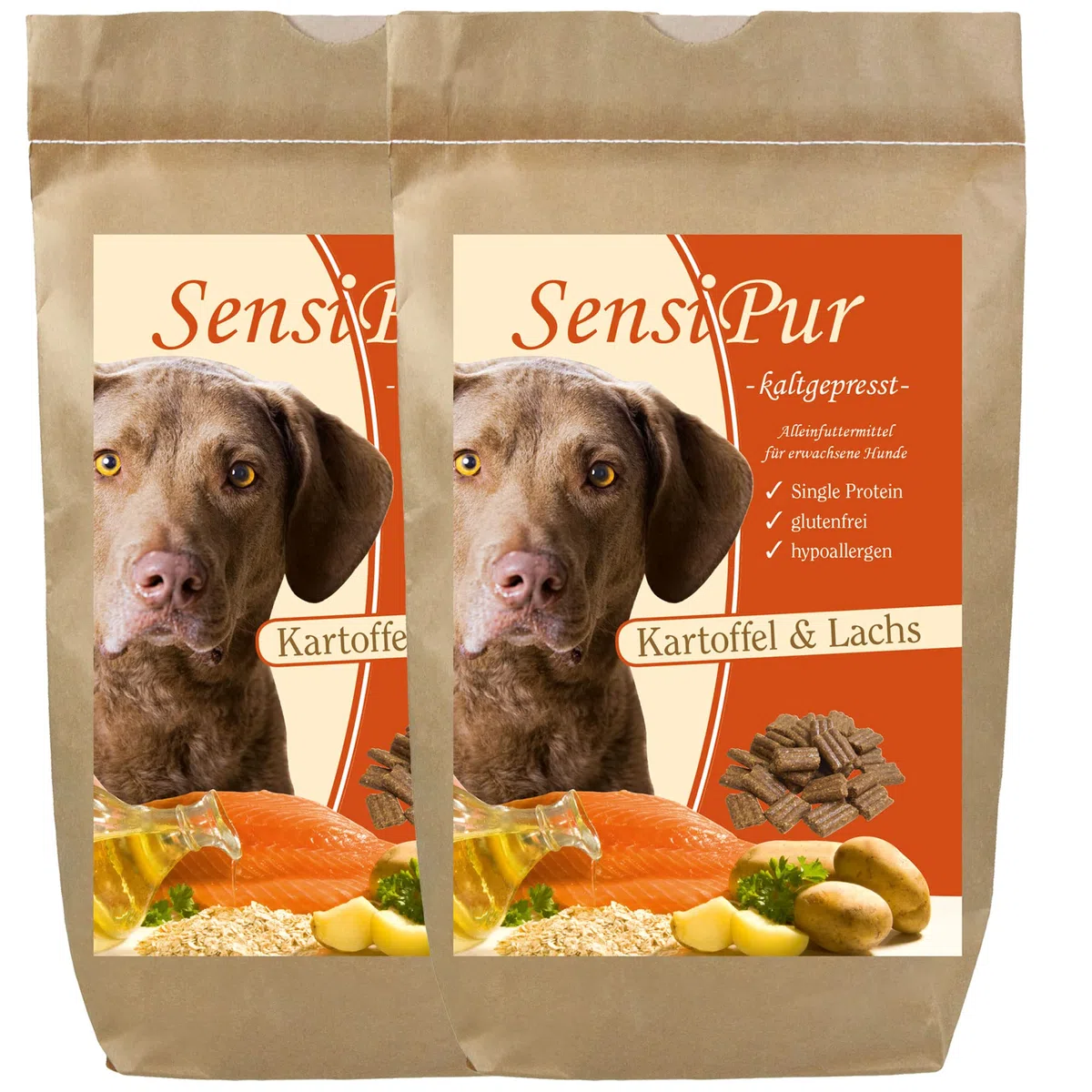 SensiPur - Kartoffel & Lachs - Kalt Gepresst - Trockenfutter für Hunde 24 kg
