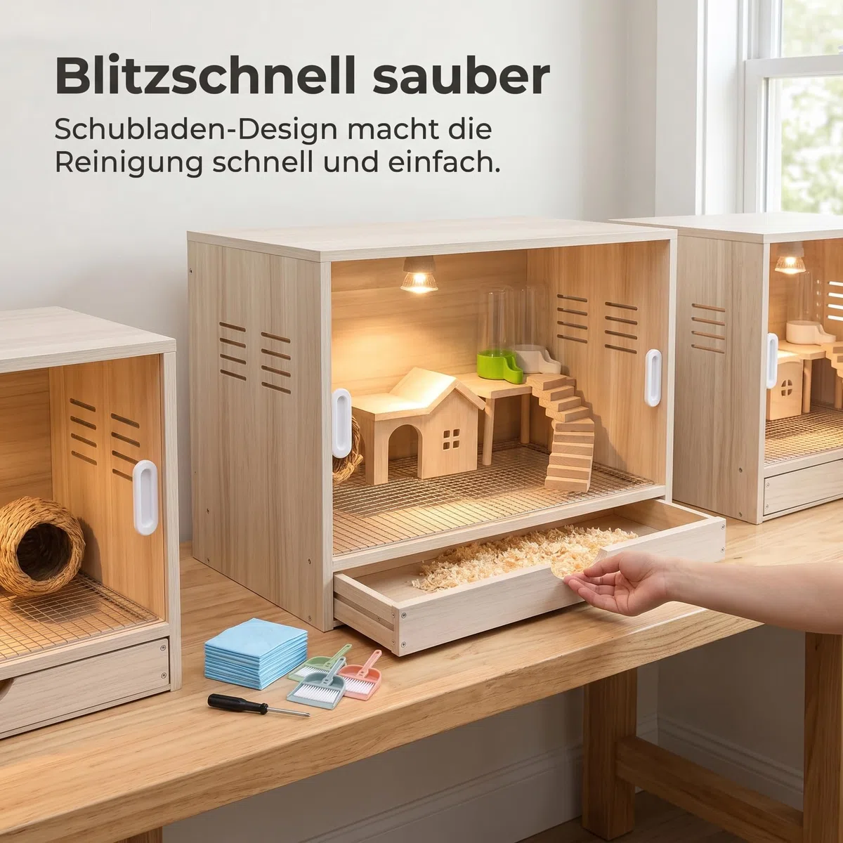 Brutkasten für Küken, Thermostatischer Brutkasten mit Schiebetür, Vogelzuchtbox für n, Nackter Käfig, Länge 60 cm - Breite 40 cm - Höhe 40 cm