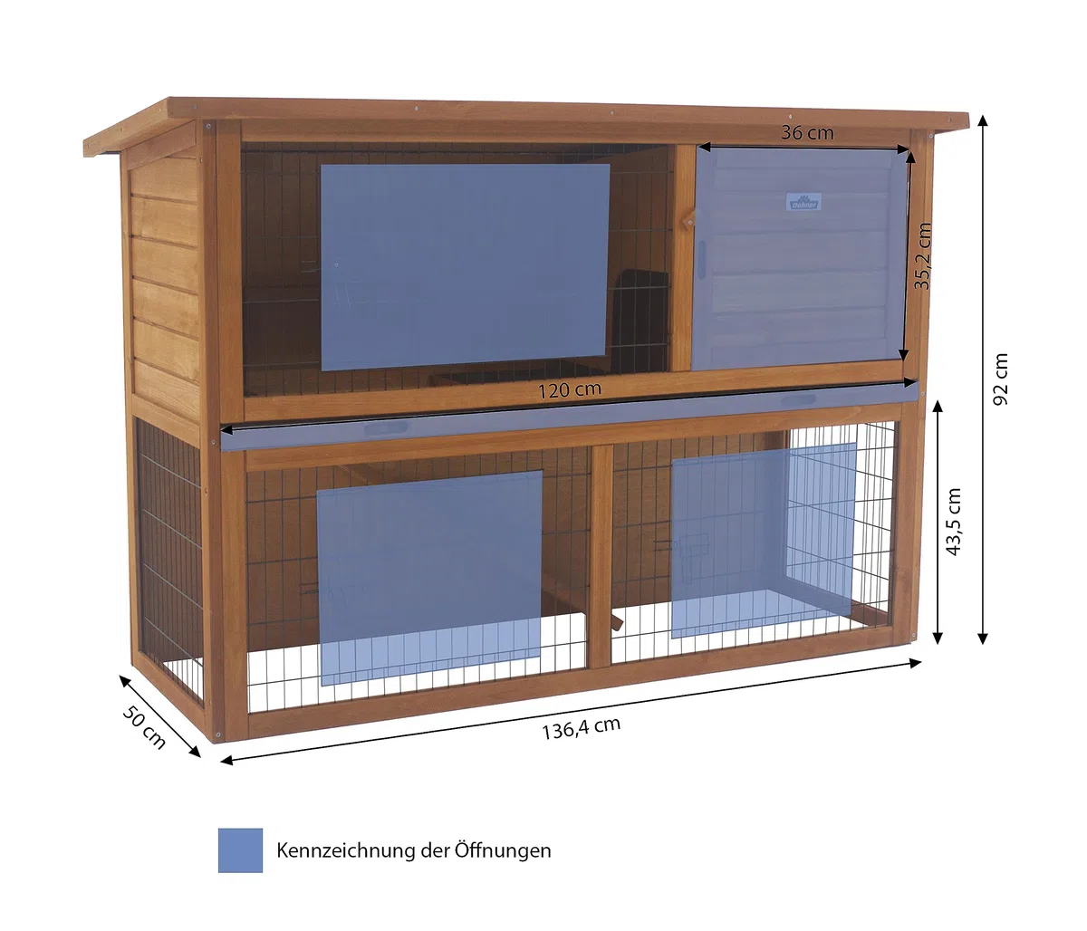 Dehner Nagerheim Hoppel mit Freilaufgehege, ca. 136 x 50 x 85 cm, Holz, natur