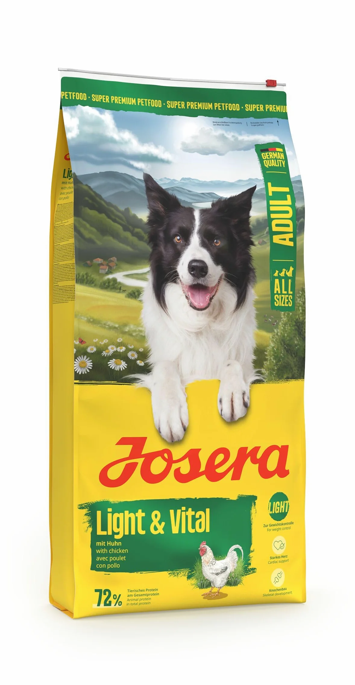 JOSERA Light & Vital (1 x 12,5 kg) | Adult | Premium Trockenfutter mit Huhn & Erbse für ausgewachsene Hunde | wenig Fett & viel Protein zur Gewichtskontrolle | leicht verdaulich | weizenfrei | 1x