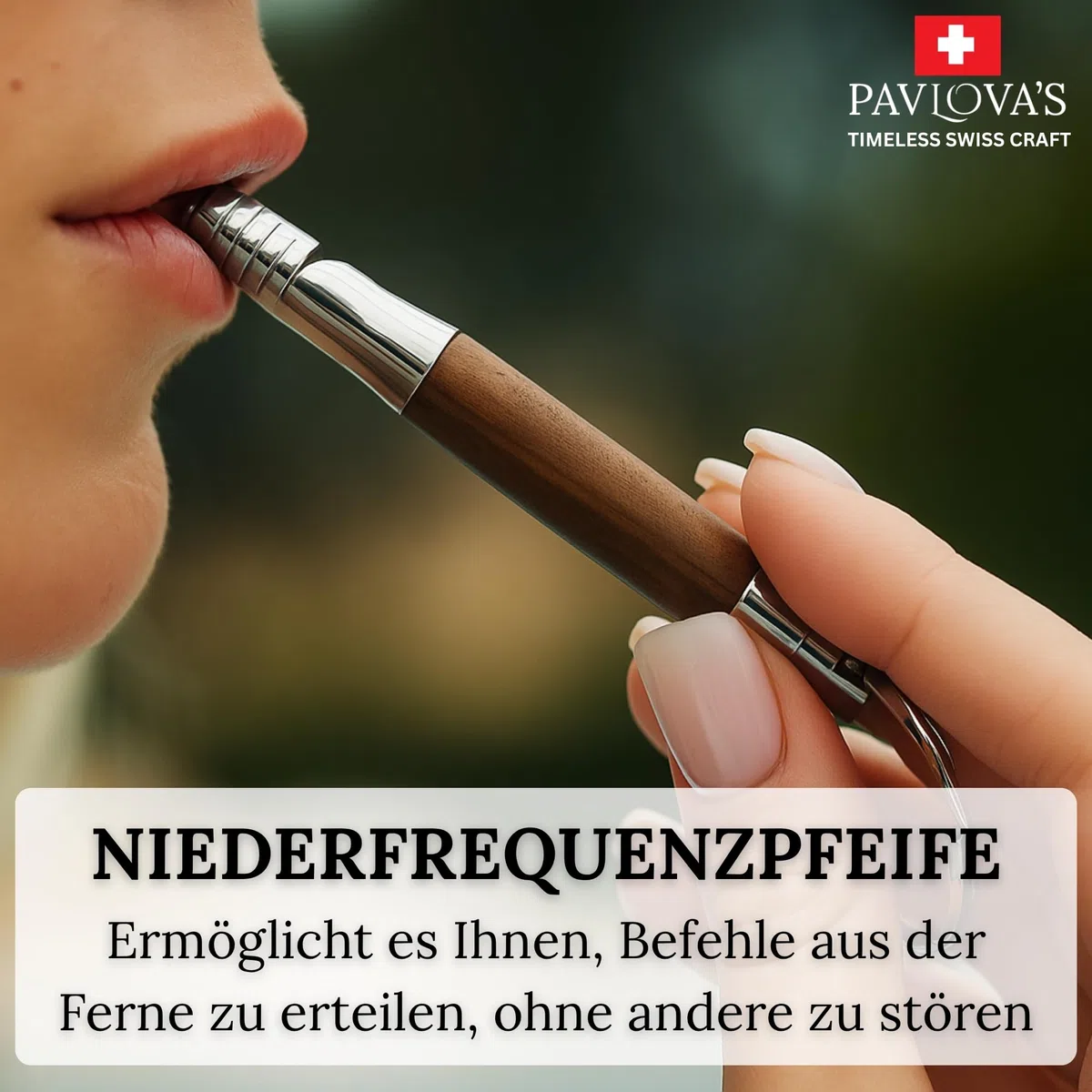 Pavlova’S Schweizer Hundepfeife mit Umhängeband – Handgefertigt aus Walnussholz & Edelstahl – Klare Trainingspfeife für den Außenbereich – Geschenkbox – 10 Jahre Garantie – Limitierte Edition
