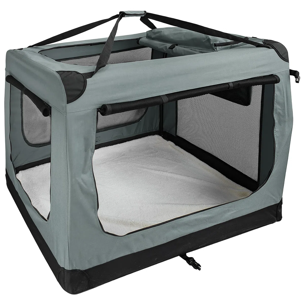 Faltbare Hundebox XXXXL- 122 x 80 x 82 cm Transporttasche Transportbox Auto Katze Hunde Kaninchen Dunkelgrau Große Kleine Box Bag Klein Auto Tasche Transport Petigi