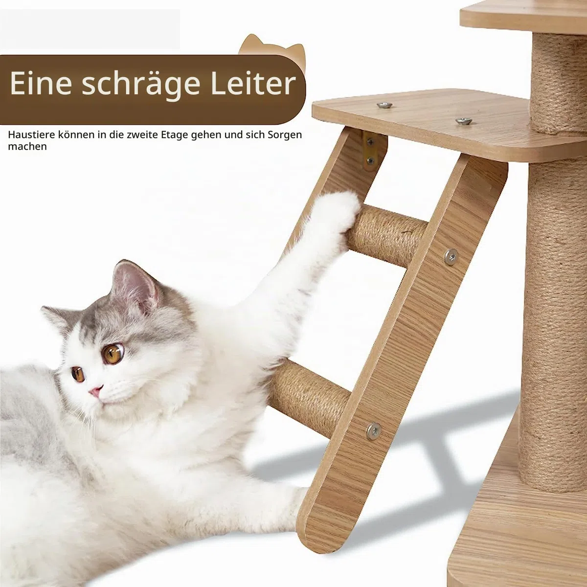 Kratzbaum für große Katzen 165cm-8-stöckiger Katzenbaum, Haus, transparente Raumkapsel, Plüsch-Sprungplattform, Spielzeugball, Krallenschleifende Sisalleiter（Holzfarbe）