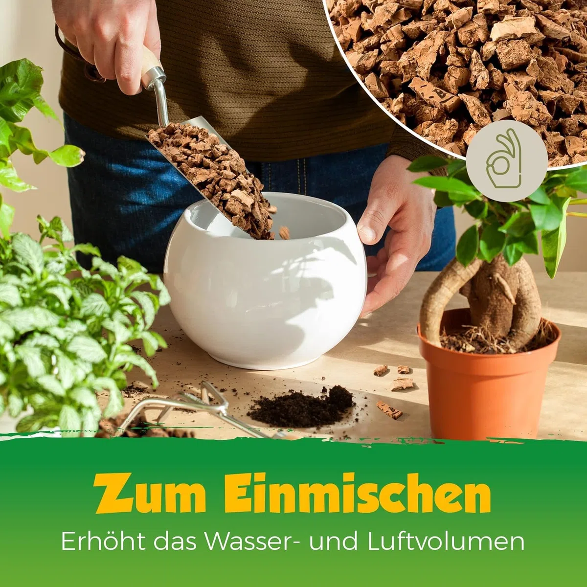 100 Liter grobes Korkgranulat | Kork-Granulat 3-12 mm | im 100L Papiersack | hergestellt aus recycelten Naturkorken | Verarbeitung in einem sozialen Unternehmen