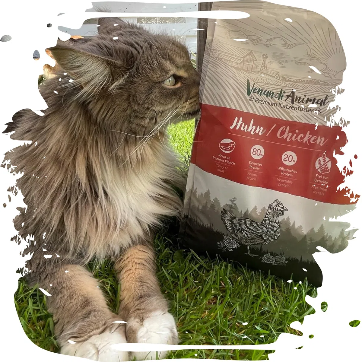 Venandi Animal Premium Trockenfutter für Katzen, Huhn 4 x 1.5 kg, getreidefrei mit viel frischem Fleisch, 6 kg