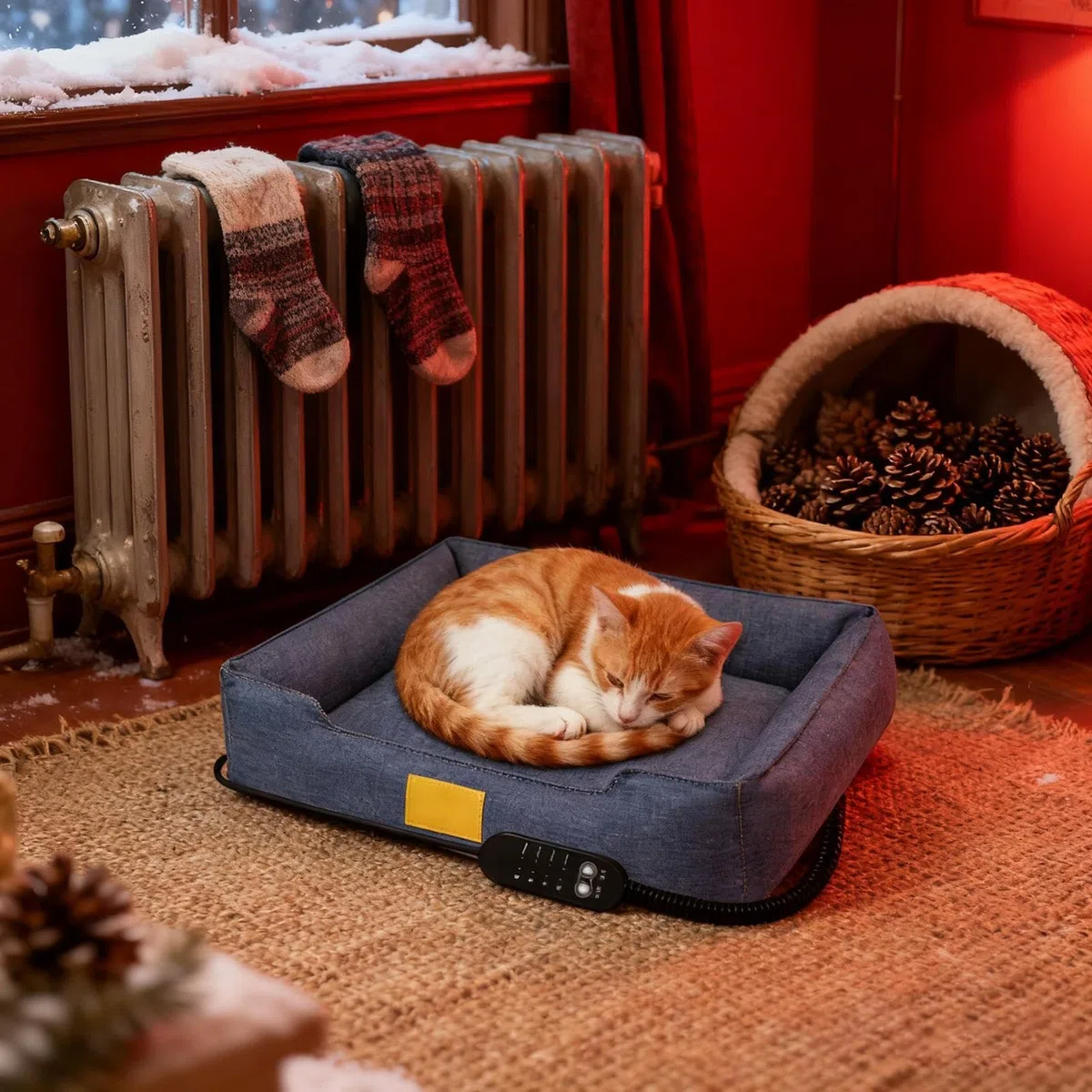 Heizdecke für Katzen Elektrische Wärmequelle Mit Timer | Beheizte Hundematte Katzenbett Für Innen Für Welpen Kleine Und Mittlere Hunde Kaltes Wetter Innenbereich Zuhause Wohnzimmer
