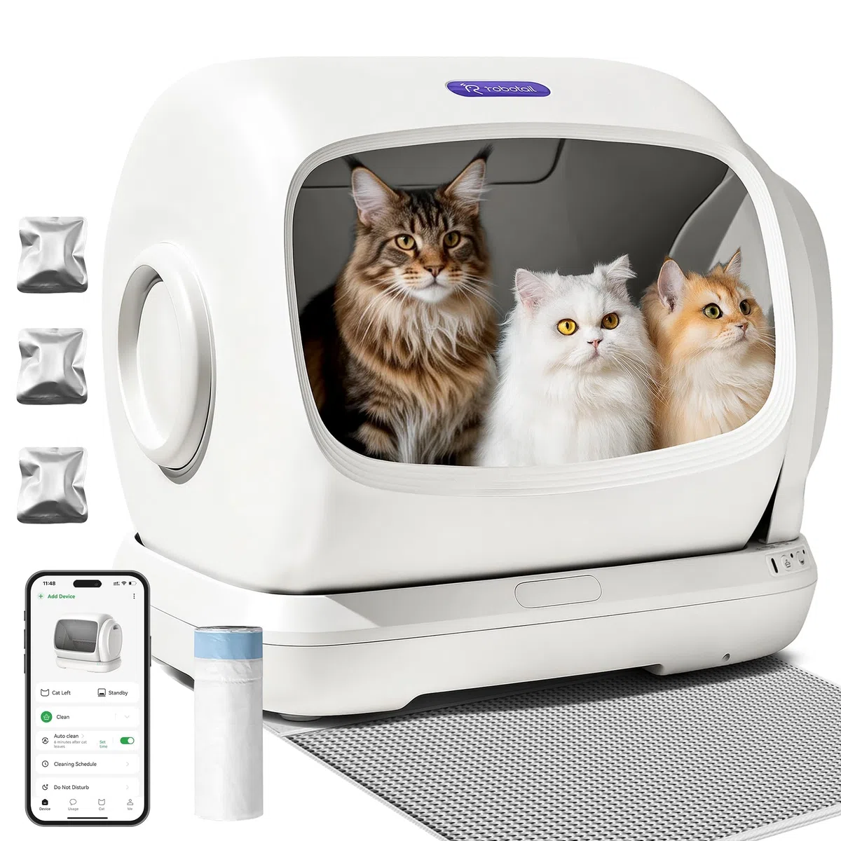 Selbstreinigende Katzentoilette Katzenklo Selbstreinigend, XXXL Extra Große Elektrisches Automatisches Katzenklo für Mehrere Katzen, Intelligente Katzentoilette mit Klemschutz, Inklusive Streumatte