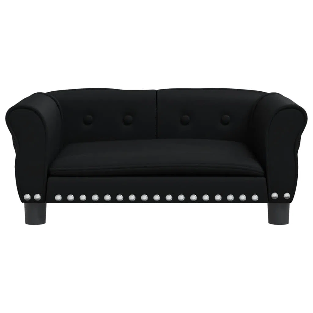 BaraSh Hundebett Schwarz 70x45x30 cm Kunstleder Hundedecke Flauschig Hundeteppich