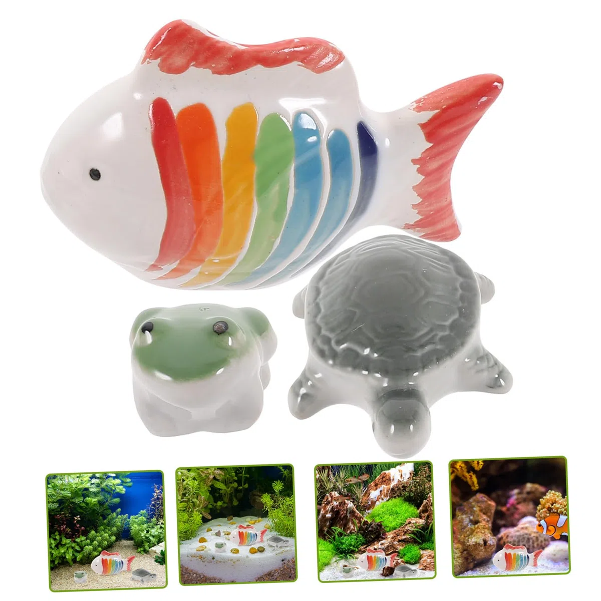 ibasenice 4 Sätze Keramische Tierdekoration Mini Aquarium Bunt Ornament Schwimmende Dekorationen Für Aquarien Fischtankhandwerk Schwimmende Aquariendekoration Keramik 3 Stücke * 4