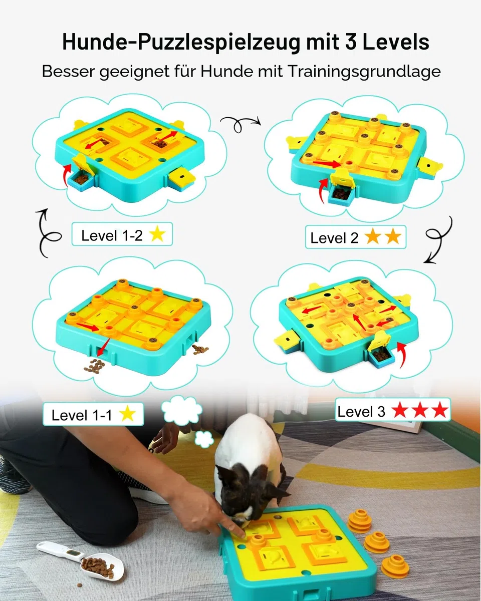 LACCEN Hundespielzeug Intelligenz, Level 3 in 1 Interaktive Hundespielzeug Puzzle für Langeweile, Intelligenzspielzeug für IQ Training Treat Dispenser Spielzeug für Große Kleine Mittlere Hunde