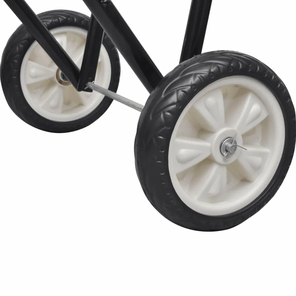 Klappbarer Sattelständer mit Rollen aus Stahl, pulverbeschichtet schwarz, 84 cm Länge, 33 cm Breite, für Reitsport Pferd Zubehör im Stall, zur Aufbewahrung und für den Transport