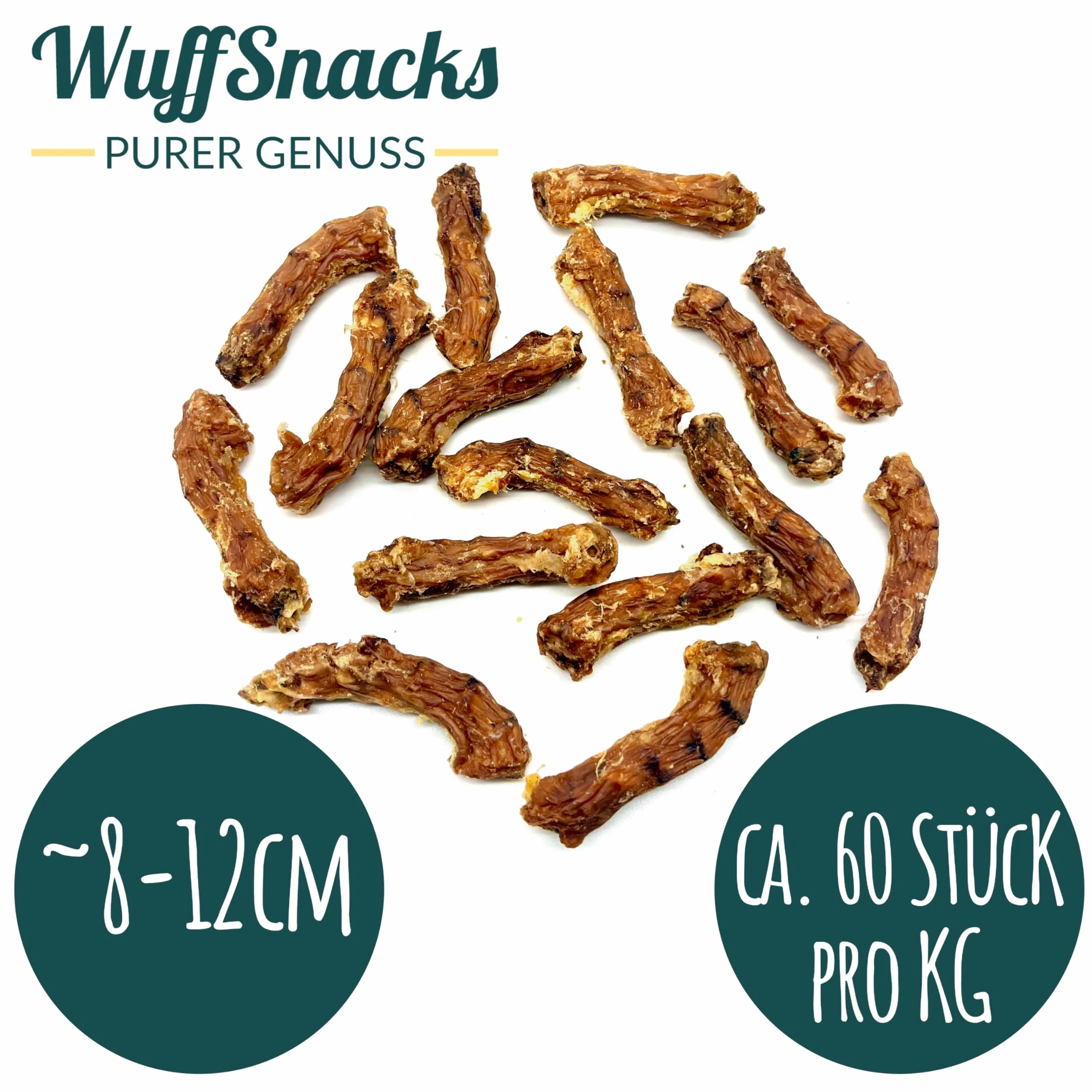 Hühnerhälse für Hunde getrocknet | 2,5 kg | natürliche und hochwertige Hühnerhälse | fettarm und proteinreich | Kauartikel zur Zahnpflege von WuffSnacks