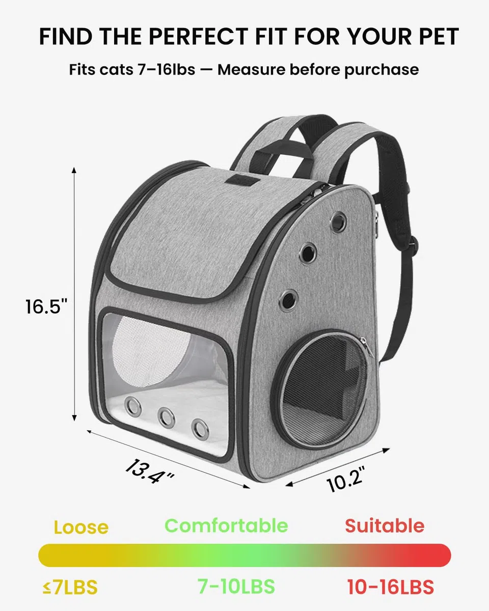 Erweiterbarer Haustier-Rucksack für Katzen, Hunde und Kleintiere, tragbare Haustier-Reisetasche, super belüftetes Design, Fluggesellschaft genehmigt, ideal für Reisen/Wandern/Camping