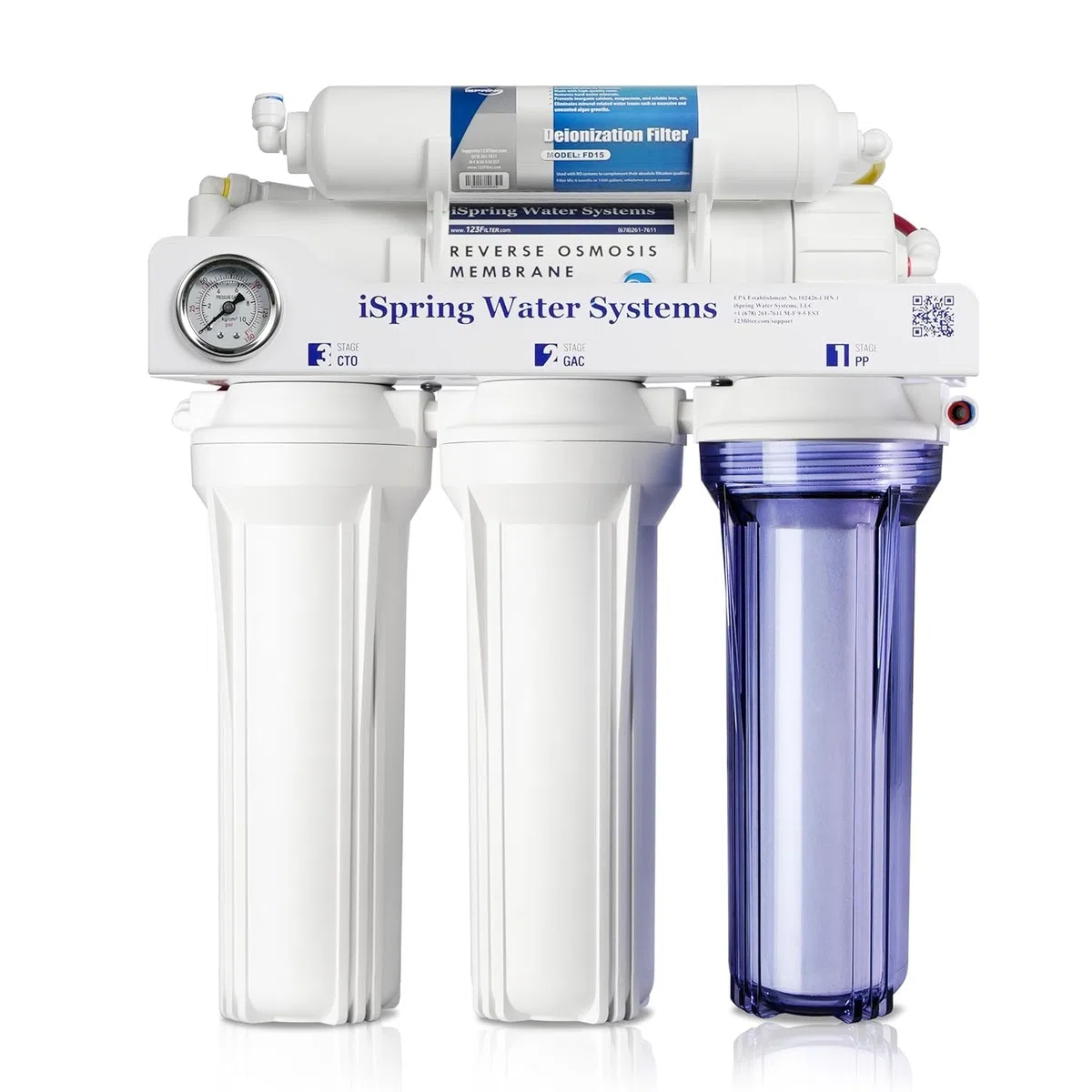 iSpring RCC1D 5 Stufen De-Ionisierung Umkehrosmose Wasserfilter System | 150 GPD Tankless RO Wasserfilter System für Aquarium