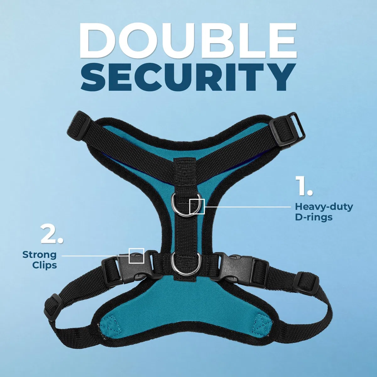 Voyager Step-In Lock Hundegeschirr und reflektierende Hundeleine, Kombi-Set mit Neoprengriff, 1.5 m lang, unterstützt Welpen/Katzen kleine, türkis-schwarzer Rand (mit Leine), XL