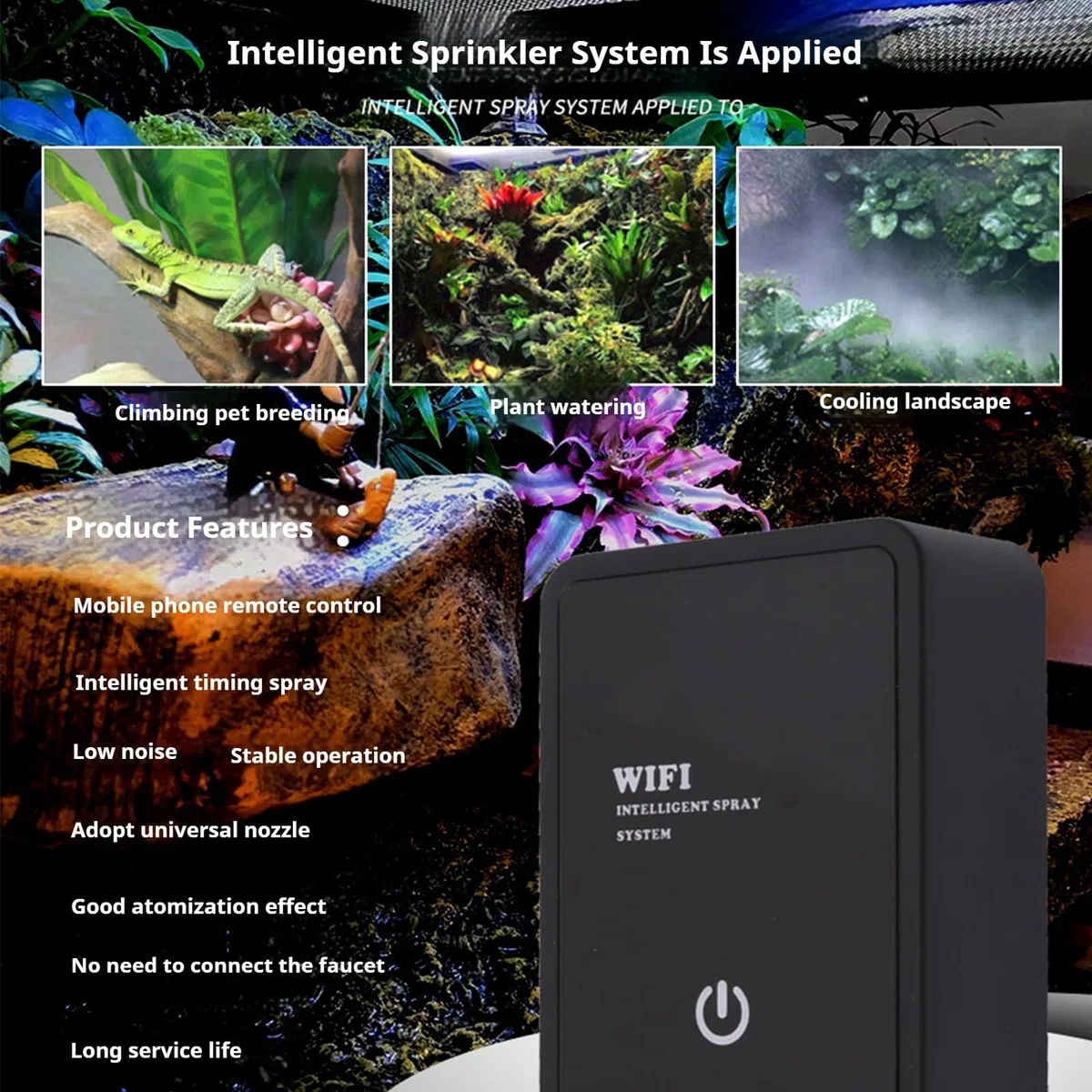 Automatischer Reptilien-Luftbefeuchter, Smart Sprayer, Automatischer Nebel für Reptilien, Einstellbar 360 Grad Nebeldüsen, Regenfall Intelligente für Terrarien Nebelsystem, für Regenwaldpflanzen